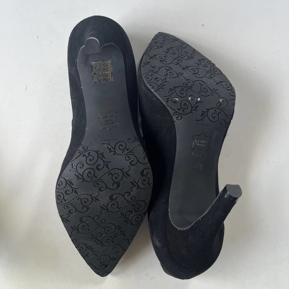 Brenda Zara Suede Stiletto Heel Womens Shoes Size 8/38.5 Black Elastic Straps - Picture 8 of 13